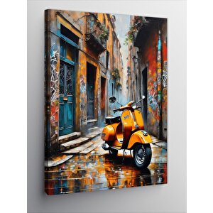 Kanvas Tablo Retro Scooter Motosiklet 70x100 cm