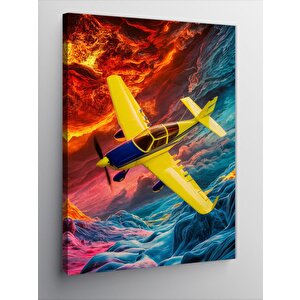 Kanvas Tablo Sarı Akrobasi Uçağı 100x140 cm