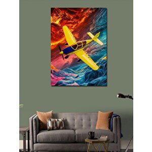 Kanvas Tablo Sarı Akrobasi Uçağı 100x140 cm