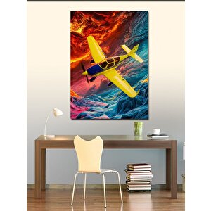 Kanvas Tablo Sarı Akrobasi Uçağı 100x140 cm