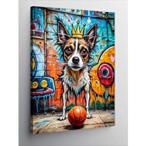 Kanvas Tablo Graffitiköpek Ve Basketbol Topu 50x70 cm