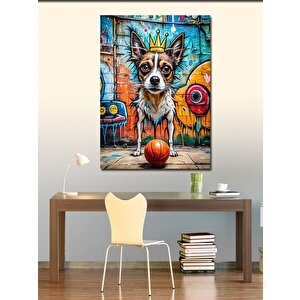 Kanvas Tablo Graffitiköpek Ve Basketbol Topu 50x70 cm