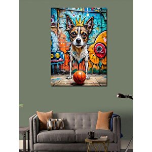 Kanvas Tablo Graffitiköpek Ve Basketbol Topu 70x100 cm