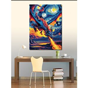 Kanvas Tablo Van Gogh Tarzı Ejderha 50x70 cm