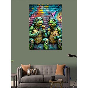 Kanvas Tablo Dondurma Yiyen Kaplumbağalar 70x100 cm
