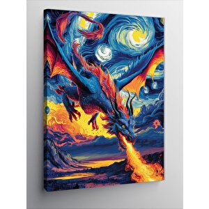 Kanvas Tablo Van Gogh Tarzı Ejderha 70x100 cm