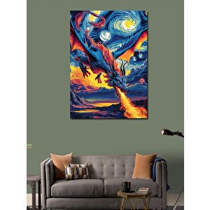 Kanvas Tablo Van Gogh Tarzı Ejderha 70x100 cm