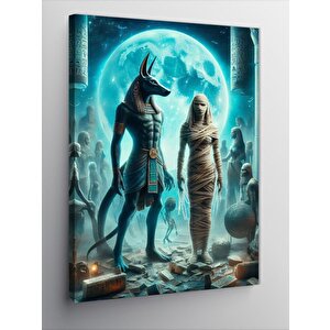 Kanvas Tablo Anubis Ve Mumya 70x100 cm