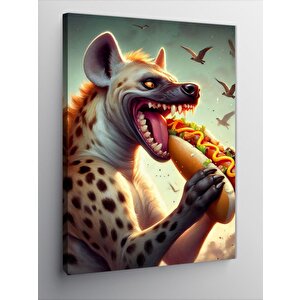 Kanvas Tablo Hotdog Yiyen Sırtlan 50x70 cm