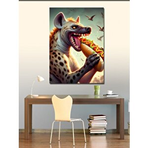 Kanvas Tablo Hotdog Yiyen Sırtlan 50x70 cm