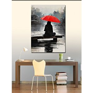 Kanvas Tablo Kırmızı Şemsiyeli Kadın 70x100 cm