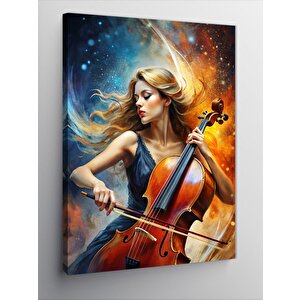 Kanvas Tablo Çello Çalan Kadın 100x140 cm