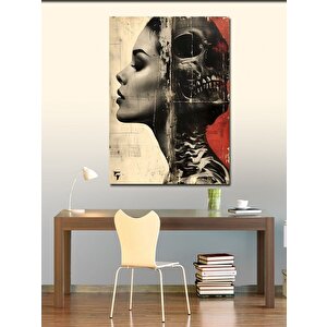 Kanvas Tablo Kadın Ve İskelet 50x70 cm