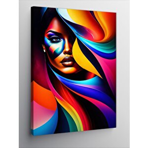Kanvas Tablo Renkli Boyalı Kadın 70x100 cm