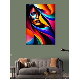 Kanvas Tablo Renkli Boyalı Kadın 100x140 cm