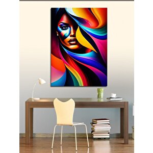 Kanvas Tablo Renkli Boyalı Kadın 100x140 cm