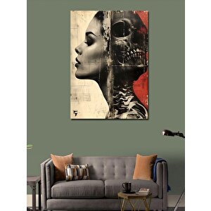 Kanvas Tablo Kadın Ve İskelet 70x100 cm