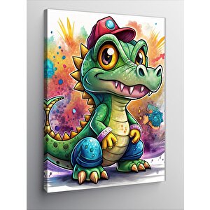 Kanvas Tablo Şapkalı Yavru T-rex 50x70 cm