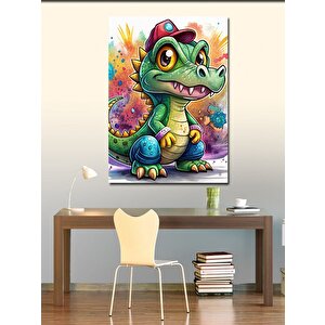Kanvas Tablo Şapkalı Yavru T-rex 50x70 cm