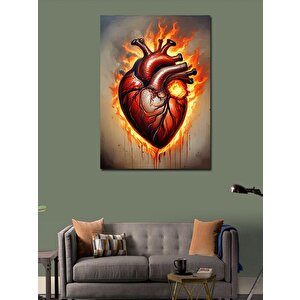 Kanvas Tablo Yanan Kalp 70x100 cm