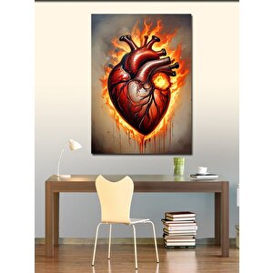 Kanvas Tablo Yanan Kalp 50x70 cm