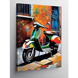 Kanvas Tablo Retro Scooter Motosiklet 70x100 cm