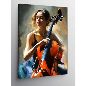 Kanvas Tablo Viyolancel Ve Kadın 100x140 cm