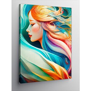 Kanvas Tablo Renkli Saçlı Kadın 100x140 cm