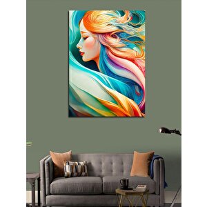 Kanvas Tablo Renkli Saçlı Kadın 100x140 cm