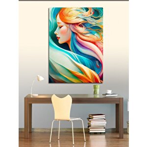 Kanvas Tablo Renkli Saçlı Kadın 100x140 cm