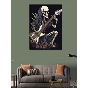 Kanvas Tablo Elektro Gitar Çalan İskelet 50x70 cm