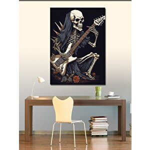Kanvas Tablo Elektro Gitar Çalan İskelet 50x70 cm