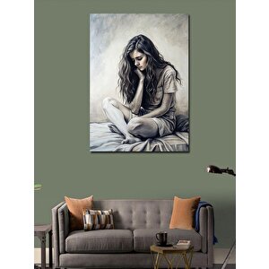 Kanvas Tablo Düşünen Kadın 50x70 cm