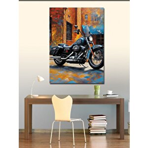 Kanvas Tablo Siyah Chopper Motosiklet 100x140 cm