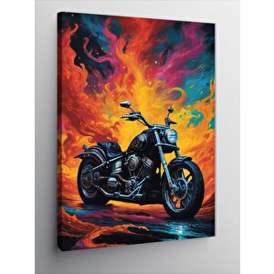 Kanvas Tablo Chopper Motosiklet Ve Alevler 50x70 cm