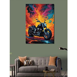 Kanvas Tablo Chopper Motosiklet Ve Alevler 50x70 cm