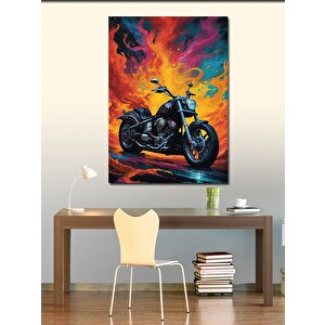 Kanvas Tablo Chopper Motosiklet Ve Alevler 70x100 cm
