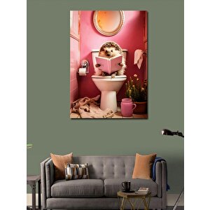Kanvas Tablo Tuvalette Kitap Okuyan Kirpi 70x100 cm