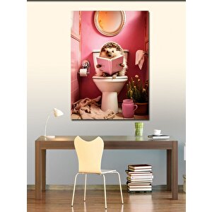 Kanvas Tablo Tuvalette Kitap Okuyan Kirpi 70x100 cm
