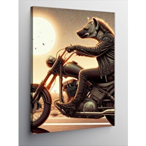 Kanvas Tablo Motosiklet Kullanan Sırtlan 70x100 cm