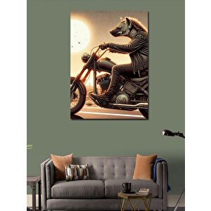 Kanvas Tablo Motosiklet Kullanan Sırtlan 70x100 cm