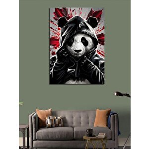 Kanvas Tablo Siyah Kapşonlu Panda 50x70 cm
