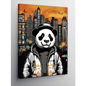Kanvas Tablo Fötr Şapkalı Panda 70x100 cm