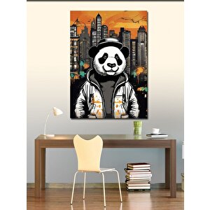 Kanvas Tablo Fötr Şapkalı Panda 70x100 cm