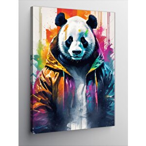 Kanvas Tablo Yağmurluk Giymiş Panda 100x140 cm
