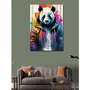 Kanvas Tablo Yağmurluk Giymiş Panda 100x140 cm