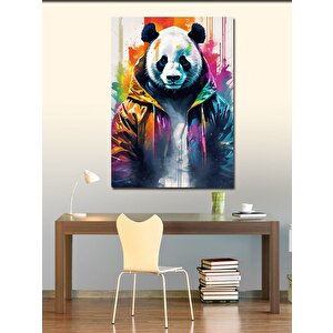 Kanvas Tablo Yağmurluk Giymiş Panda 70x100 cm