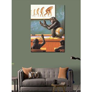 Kanvas Tablo Evrim Teorisi Ve Maymun 50x70 cm