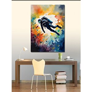 Kanvas Tablo Renkli Fon Dalgıç 100x140 cm