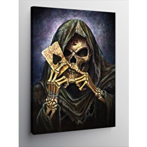 Kanvas Tablo İskambil Oynayan İskelet 70x100 cm